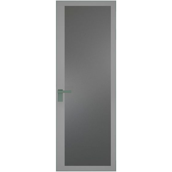 Алюминиевая дверь 2AGК кромка зелёный воск стекло мателюкс графит прокрас серый