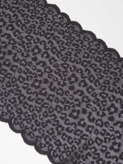 Эластичное кружево леопард черный ширина 22 см