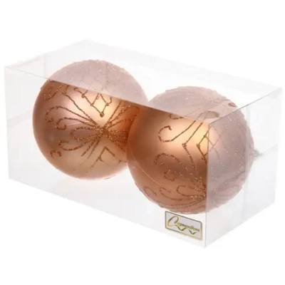 Новогодние шары 10 см (набор 2 шт) «Загадочная мечта», шампань