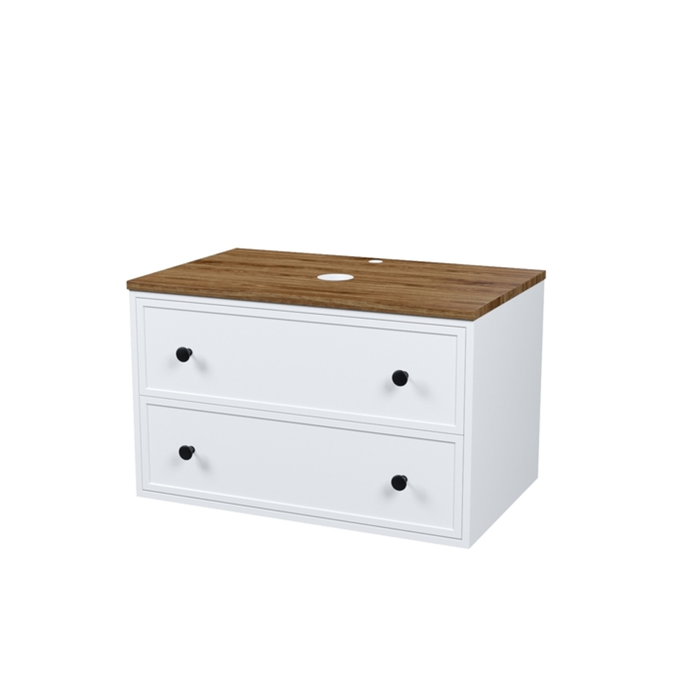 Тумба подвесная IDDIS Torr, со столешницей МДФ, макадамия орех, 80 см, белый матовый, TOR80WMi95K