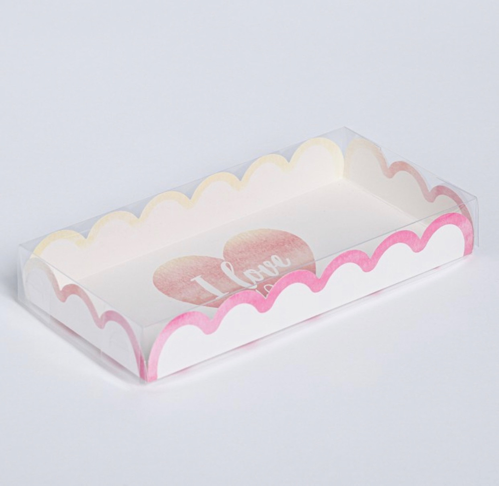 Коробка для кондитерских изделий с PVC-крышкой «I love you», 21 × 10.5 × 3 см