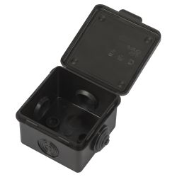 Распаячная коробка ЭРА KOR-65-65-50-4g-B открытой установки черная 65х65х50мм с гермовводами 4 вх. IP54