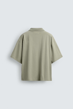 ZARA ПОЛО RELAXED FIT С ТЕКСТОВЫМ ПРИНТОМ, СВЕТЛО-ЗЕЛЕНЫЙ