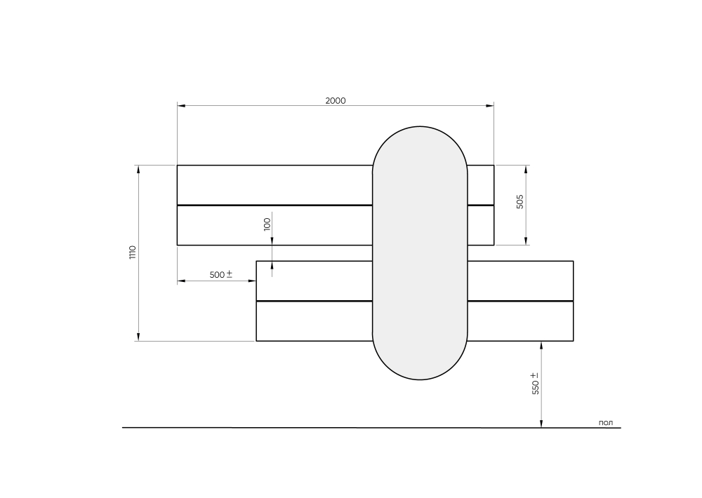 Вешалка Stripe L горизонтальная с зеркалом 60*160 см (орех, серый)