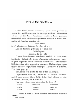 Codex cumanicus, Bibliothecae ad templum divi Marci Venetiarum. primum ex integro editit prolegomenis notis et compluribus glossariis instruxit | Comes Géza Kuun