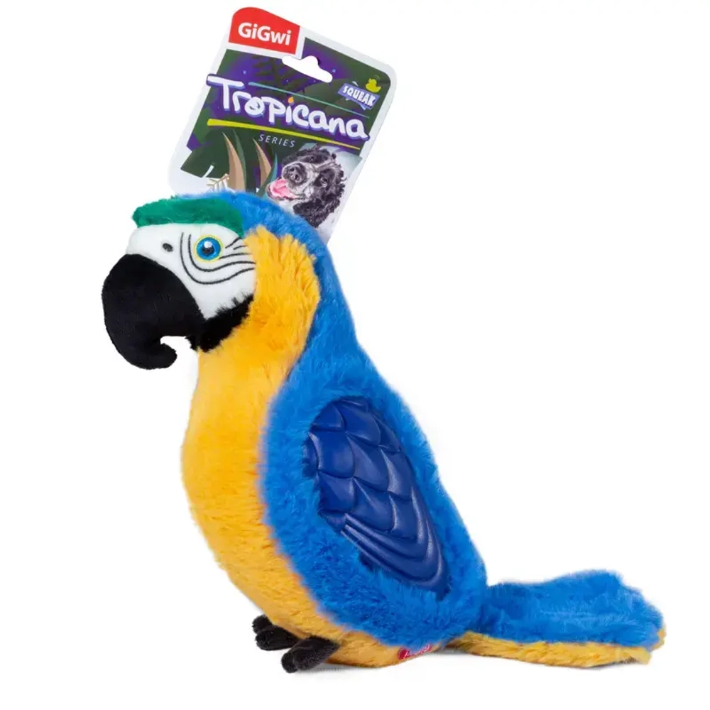 Gigwi tropicana series игрушка для собак попугай с пищалкой большой, 38 см
