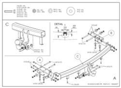 Фаркоп оцинкованный Galia H069A для Hyundai Santa Fe 2006-2012, Kia Sorento 2009-2012(паспорт и сертификат в комплекте)(без электрики)