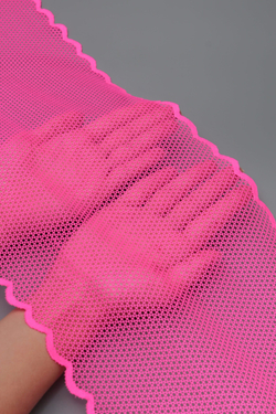 Эластичное кружево для белья розовое неоновое крупная ячейка ширина 21 см