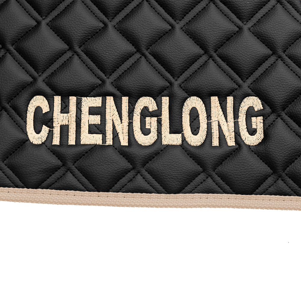 Ковры CHENGLONG (экокожа, черный, бежевый кант, бежевая вышивка)