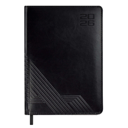 Ежедневник датированный 2026 ESCALADA, А5, 176 л., арт. 70218/ 15 САРИФ ЧЁРНЫЙ (кожзам: 146x211 мм, твёрдый переплёт с поролоном, материал обложки: искусственная кожа "Сариф"; декор: блинтовое тиснение; способ крепления блока: ниткошвейный; вн. блок: