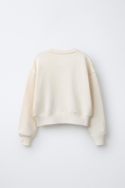 ZARA ТОЛСТОВКА С ТЕКСТОВЫМ ПРИНТОМ, ЦВЕТ ЛЬДА