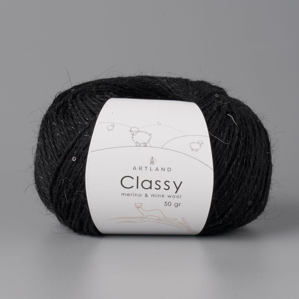Classy, пряжа с люрексом и пайетками, шелк-5%, мериносовая шерсть-20%, нейлон-30%, норка-45%, 50 гр, 240 м