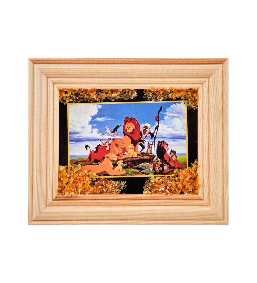 AMB-55/23 Картина «Король Лев» (с янтарной крошкой) дер.рамка 7х9