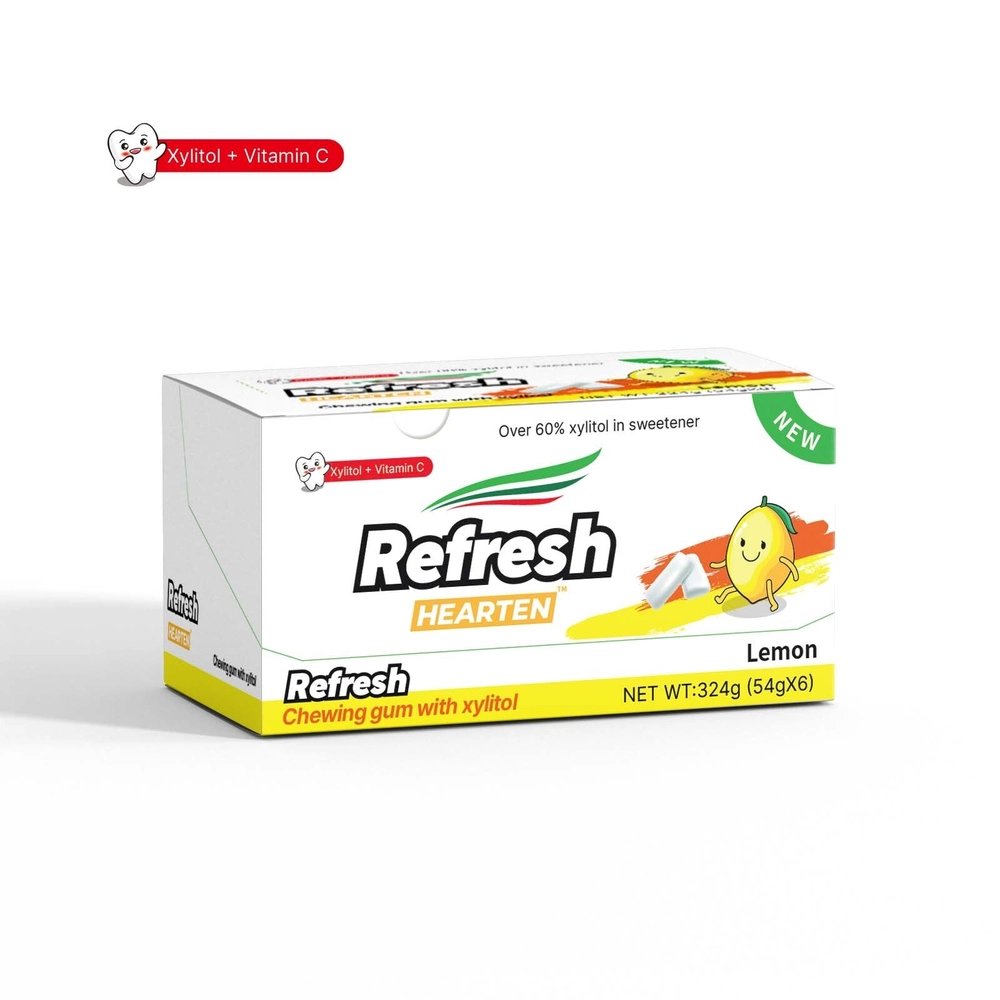 Жевательная резинка со вкусом лимона Refresh в банке