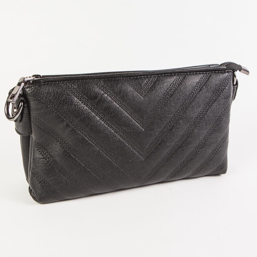 Маленький стильный женский повседневный клатч сумочка чёрного цвета из экокожи Dublecity DC807-1 Black