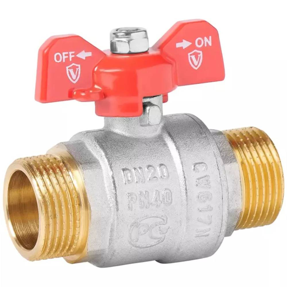 Кран VIEIR шаровый 1/2" НН, усиленный, кр. бабочка, никель (1112/14) VR105-03