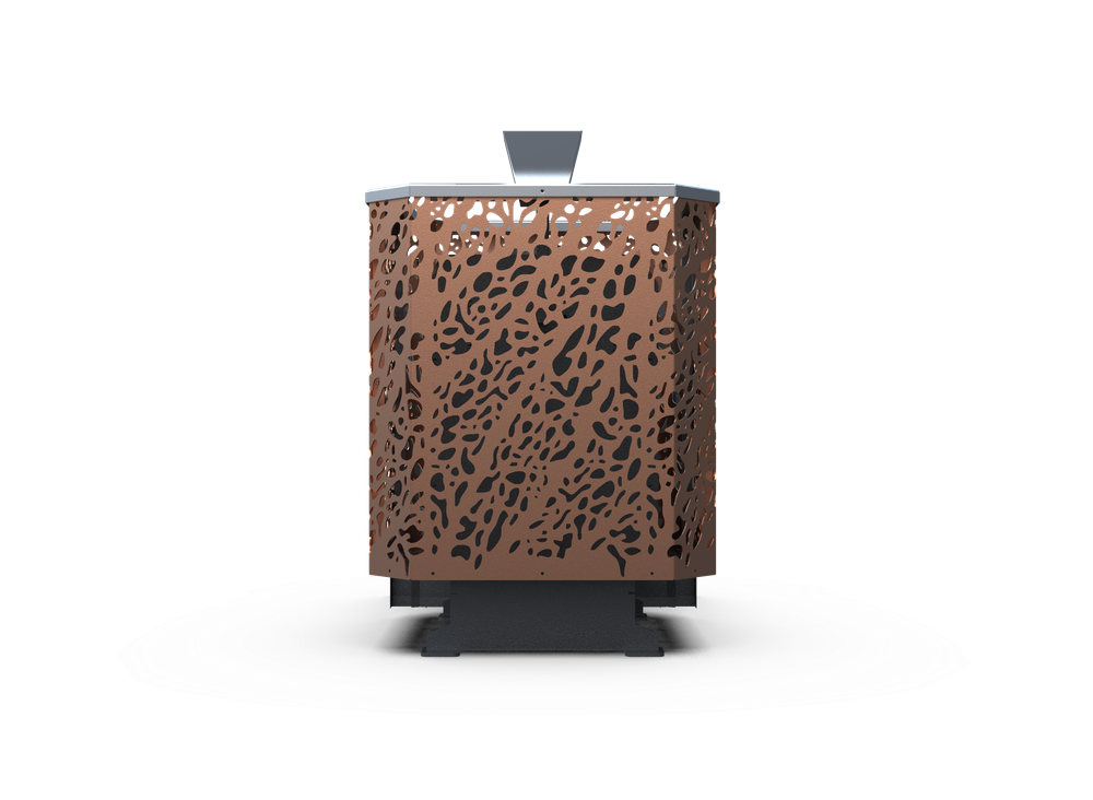 Банная печь Душа- 15 Сетка Леопард Закрытая Каменка панорама 8мм