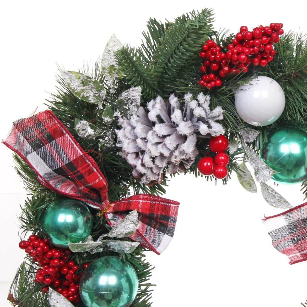Венок хвойный новогодний «Рождественский день» 50 см, резина, леска, ПВХ (SSQ1914A-50)