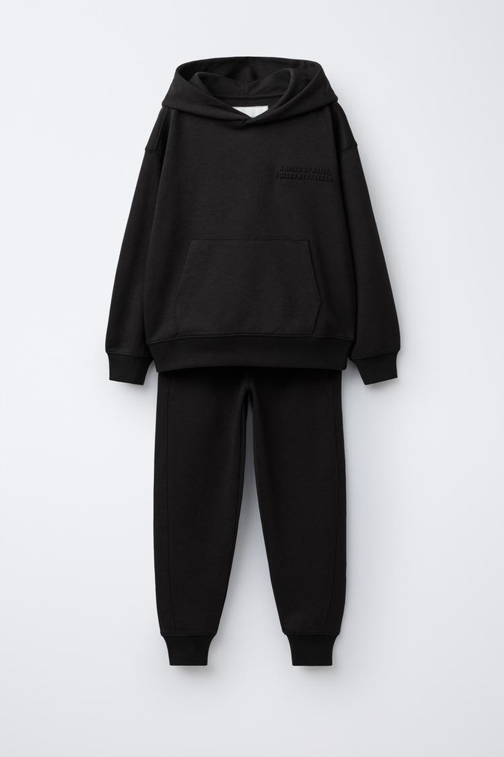 ZARA КОМПЛЕКТ ИЗ ТОЛСТОВКИ И БРЮК-ДЖОГГЕРОВ, ЧЕРНЫЙ