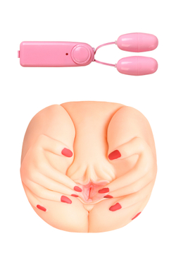 Мастурбатор реалистичный TOYFA Juicy Pussy Adeline, с вибрацией,  вагина и анус, TPR, телесный, 18 с