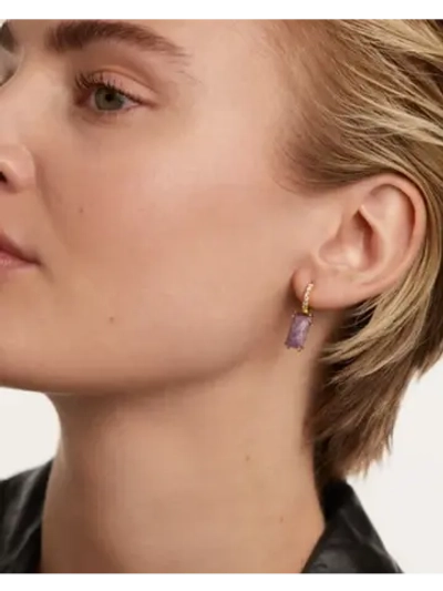 Одиночная серьга Kaori Charoite серебро 925 пробы покрытое золотом