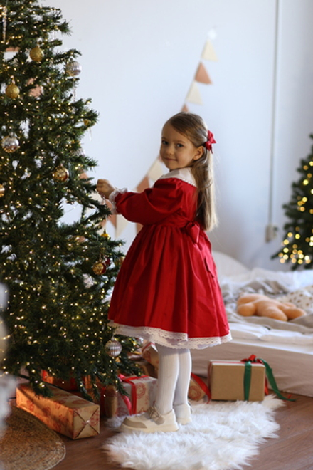 Платье "Лилия" из премиального хлопка со съемным воротником