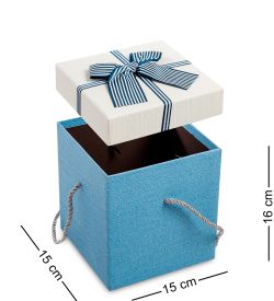 WG-10-B Набор коробок из 3шт «Куб» цв.голуб./бел.