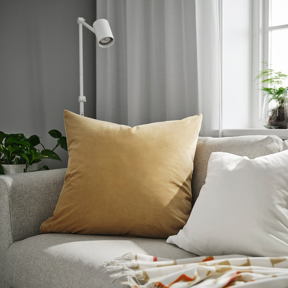 IKEA SANELA  (ИКЕА САНЕЛА)  -  Наволочка, бежево-желтая, 65x65 см