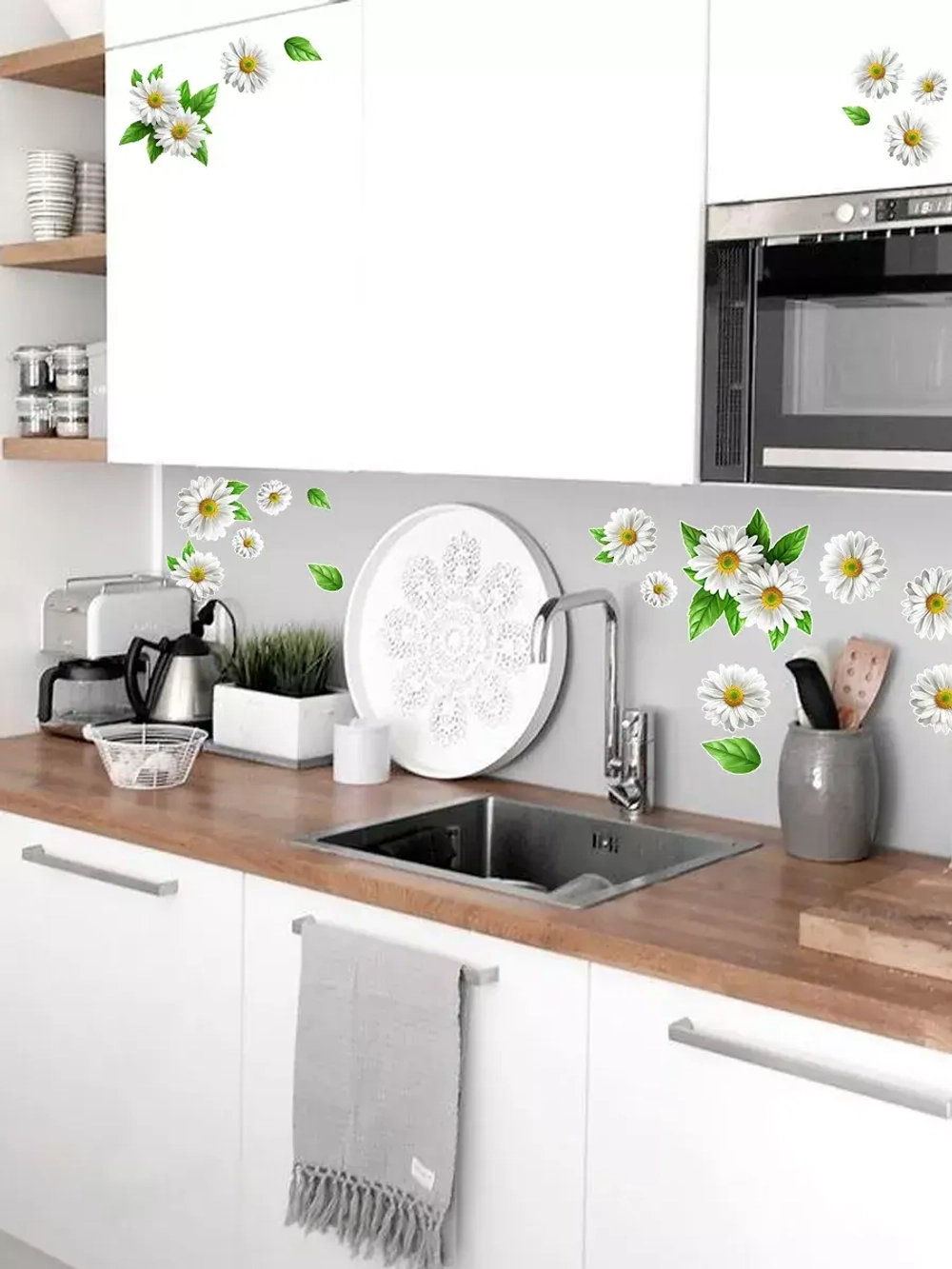 Наклейки интерьерные Ромашки для дизайна и декора 2 листа