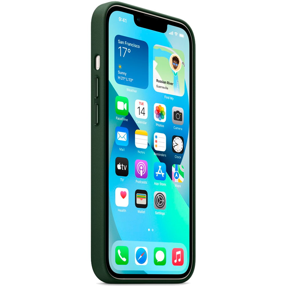 Кожаный чехол с поддержкой MagSafe Apple Leather Case для iPhone 13, Sequoia Green (Зеленая секвойя)