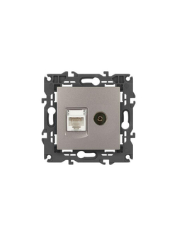 Розетка компьютерная + телевизионная Elegance 14-3110-16 RJ45+TV титан Эра Б0065768