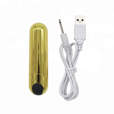 Мощная перезаряжаемая вибропуля золотого цвета (10 режимов) (Цвет: золотой)