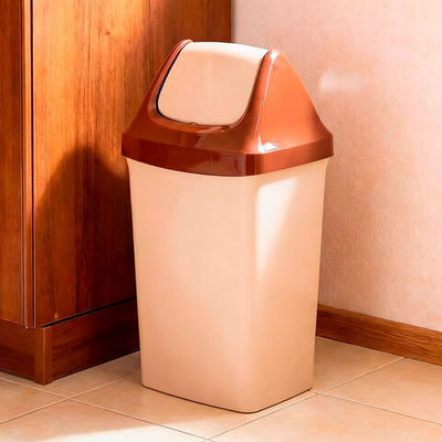 Контейнер для мусора 50л "Свинг", бежевый мрамор