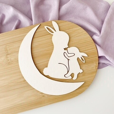 Заготовка для тиснения "Зайки на месяце"