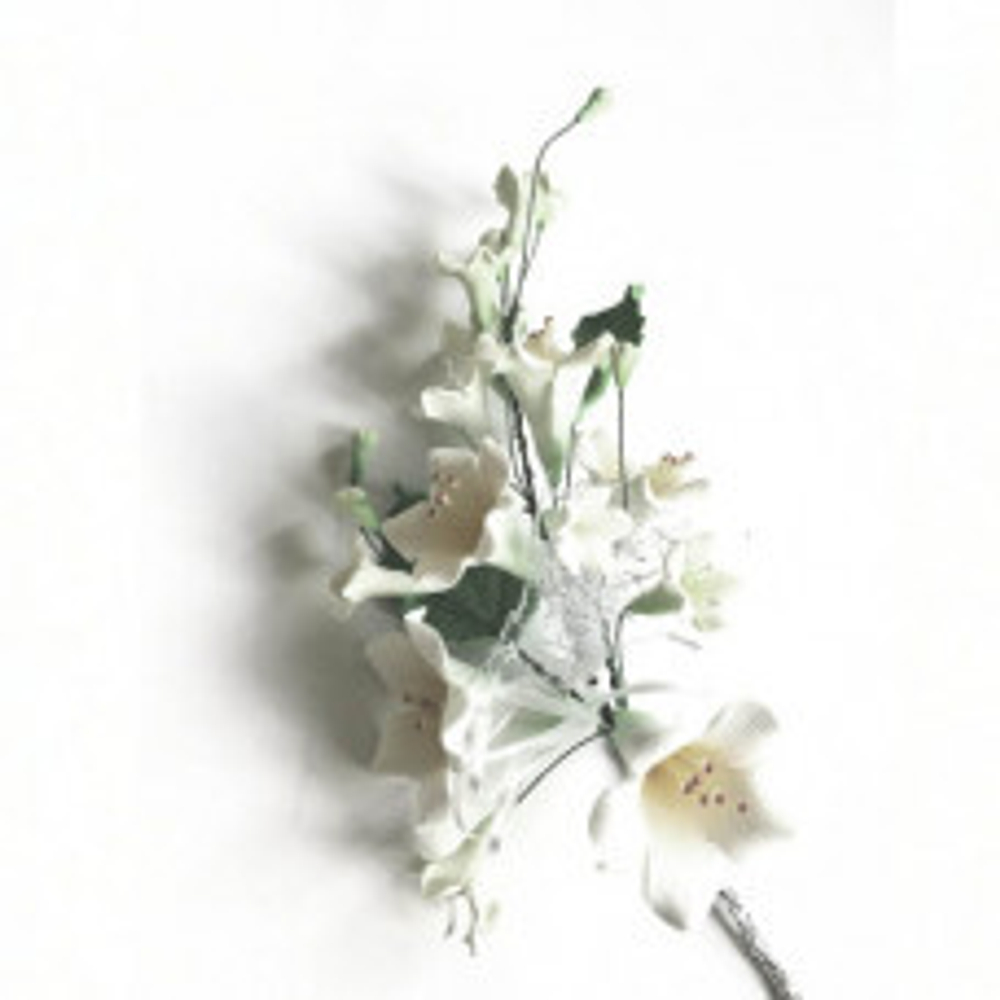 Цветочная ветка из сах.мастики,большая " Колокольчик белый"