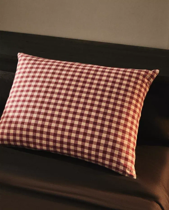 ZARA HOME НАВОЛОЧКА ДЛЯ ДЕКОРАТИВНОЙ ПОДУШКИ В КЛЕТКУ, КРАСНЫЙ