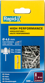 RAPID R:High-performance-rivet, 4.0 х 12 мм, 500 шт, алюминиевая высокопроизводительная заклепка (5001434)