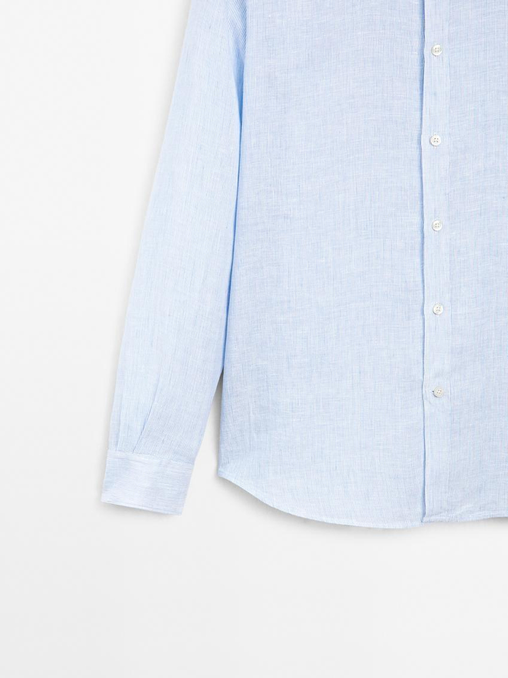 Massimo Dutti Льняная рубашка, небесно-голубой