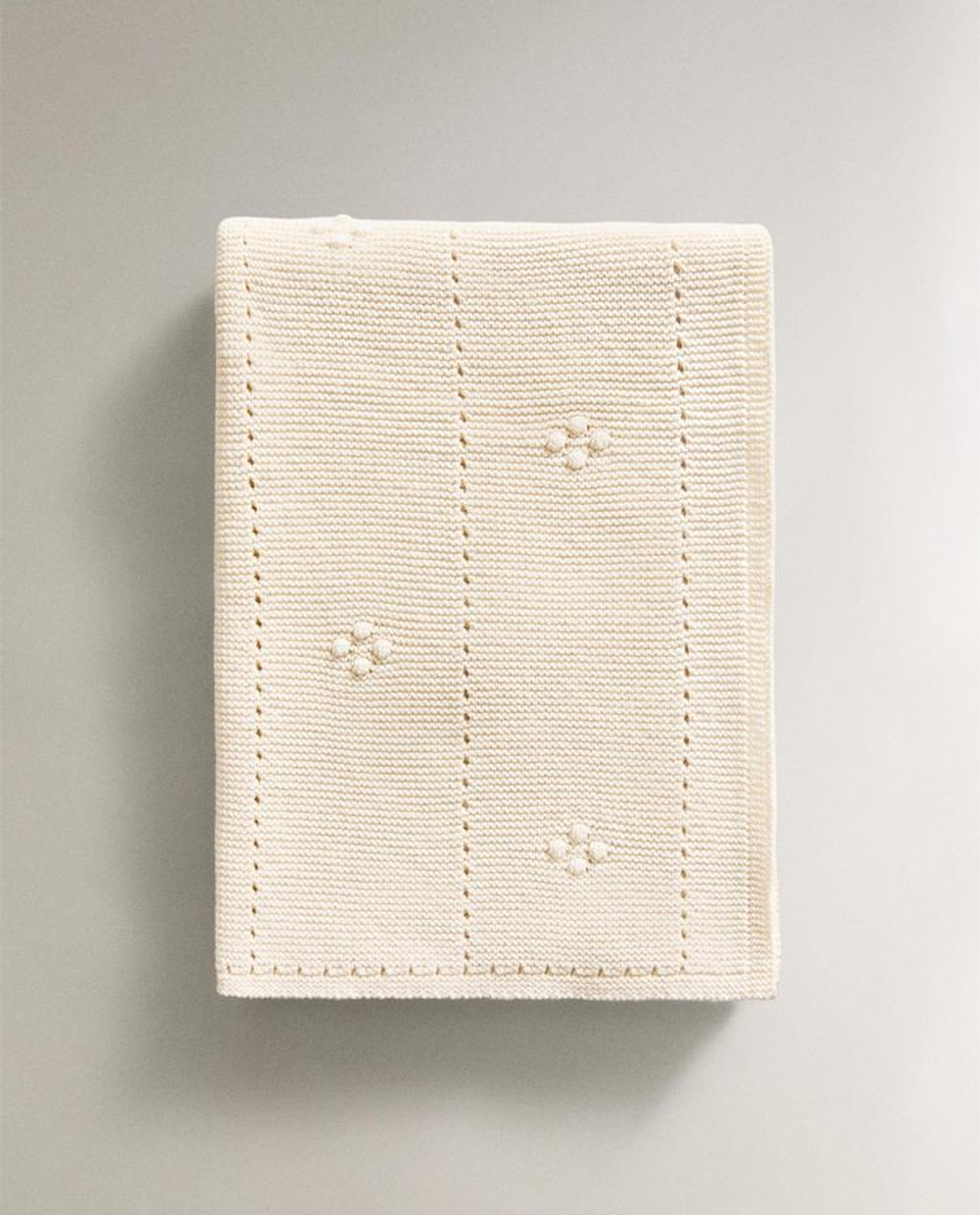 ZARA HOME ДЕТСКИЙ ВЯЗАНЫЙ ПЛЕД, ЭКРЮ