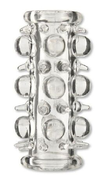 Прозрачная насадка на пенис с шипами и шишечками (Цвет: прозрачный)