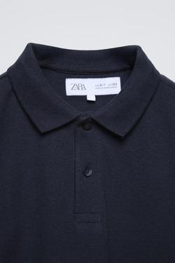 ZARA БАЗОВОЕ ОДНОТОННОЕ ПОЛО, МОРСКОЙ СИНИЙ