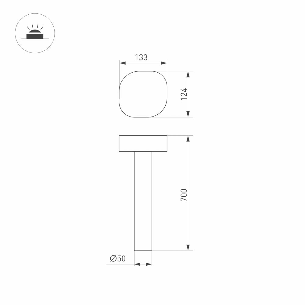 Светильник LGD-SWAMP-BOLL-H700-7W Warm3000 (GR, 93 deg, 230V) (Arlight, IP65 Металл, 3 года) 048359