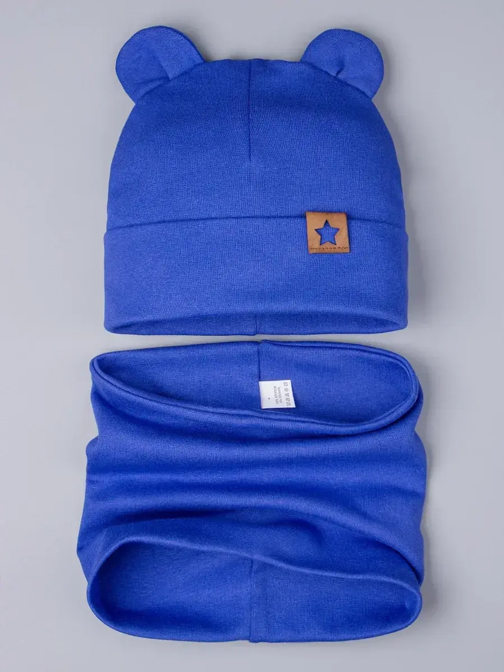 Шапка с ушками осенняя и снуд для детей