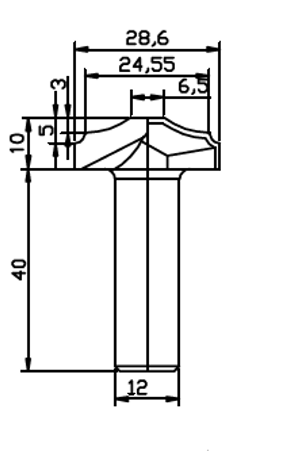 PCD профильная фреза D.31.8x10.2 42x40 Z2