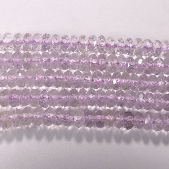 Бусина из аметиста лавандового, фигурная, 3x5 мм (рондель, граненая)