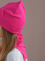 Комплект Шапка трикотажная+снуд (Малина) с ушками КИС*