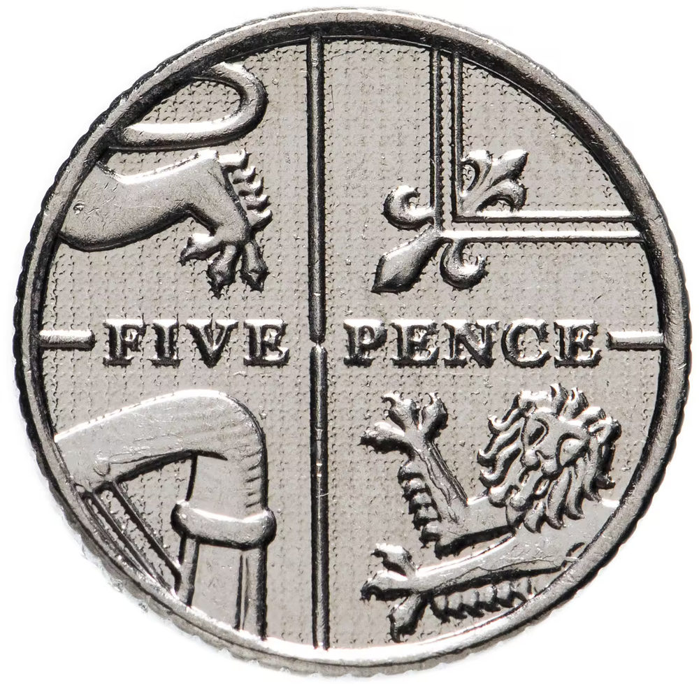 5 пенсов (pence) 2011-2012 "Фрагмент щита" Великобритания (случайный год)