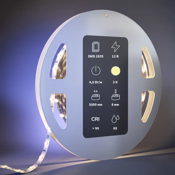 Светодиодная лента Ультра 12В 2835 4,8Вт/м 3000К 5м IP 65 201006 Led Strip 201006