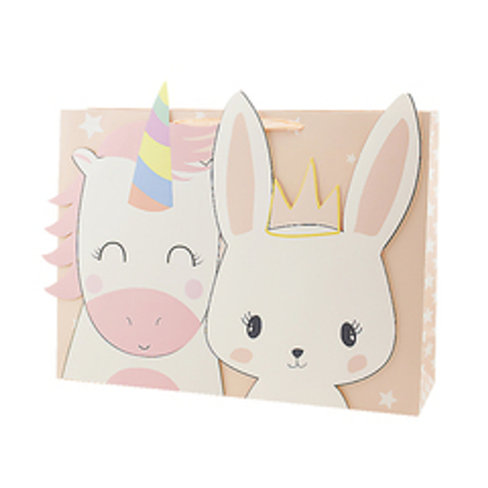 Пакет подарочный "Зайчик и единорог", 31*12*42 см, 1 шт.