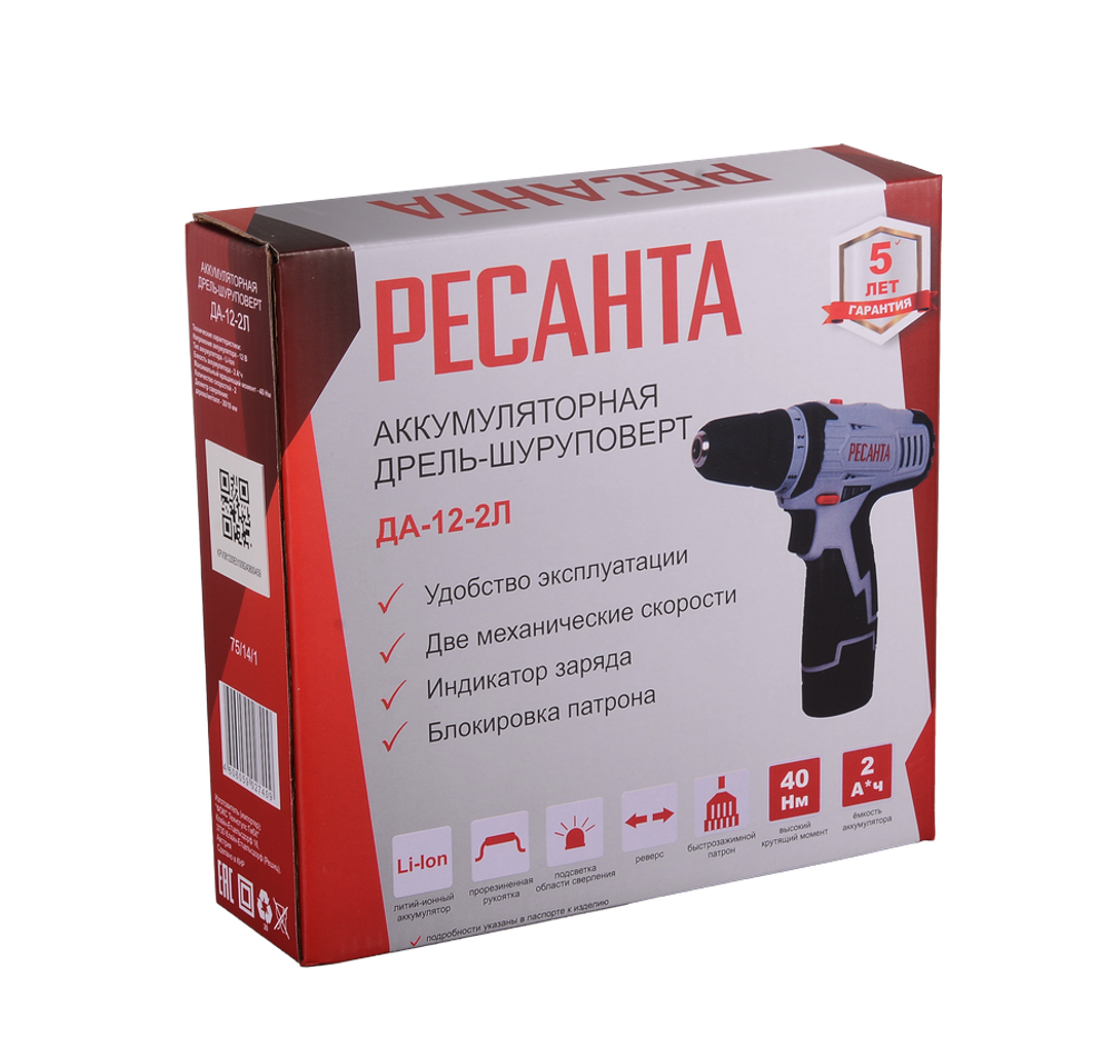 Дрель-шуруповерт аккумуляторная Ресанта ДА-12-2Л
